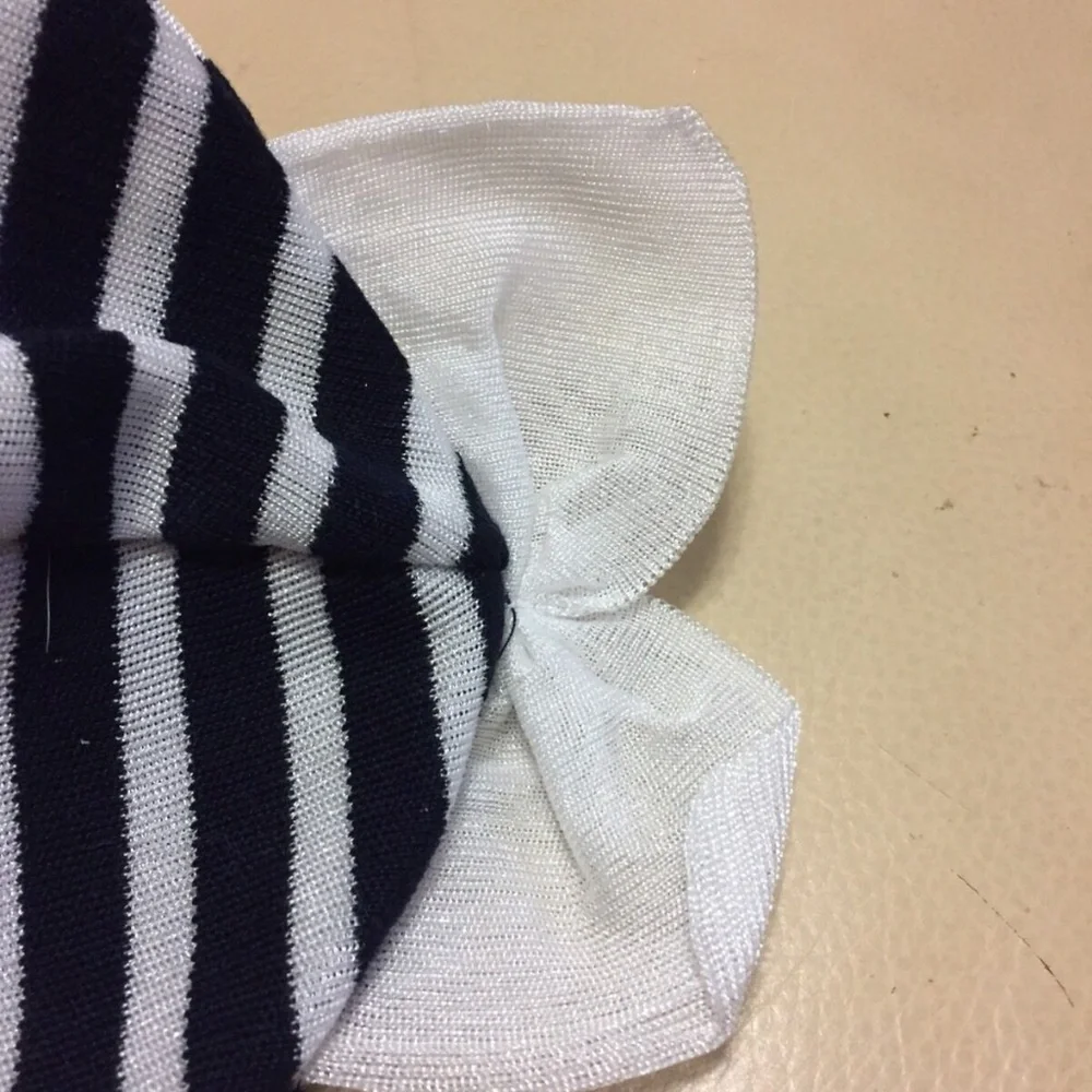 NWT FEDERICA MORETTI Navy Blue White Striped Bow BEANIE